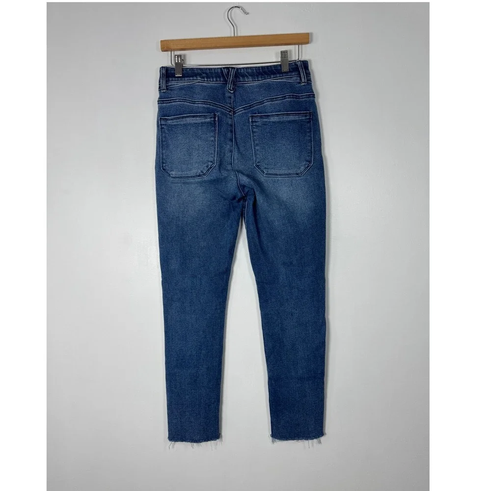 Boho Wit & Wisdom Women 4 Skinny Jeans Blue High Rise Ab-solution Button Fly Raw